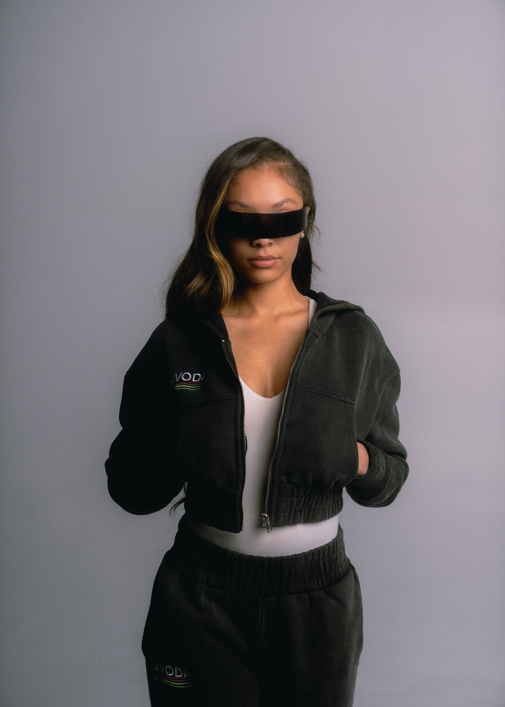 Cropped Ash Cloud Zip-Up